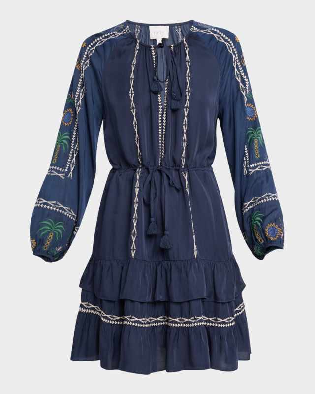 Lexie Embroidered Ruffle-Tiered Dress